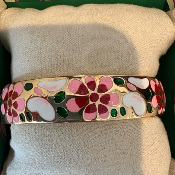 Piper K Jewelry - Piper K Floral Enamel Hinge Bangle Gold Pink Green NWT